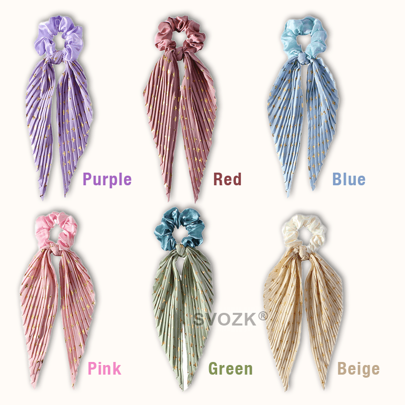 SVOZK® Satin Scrunchies Hair Pleated Scarf