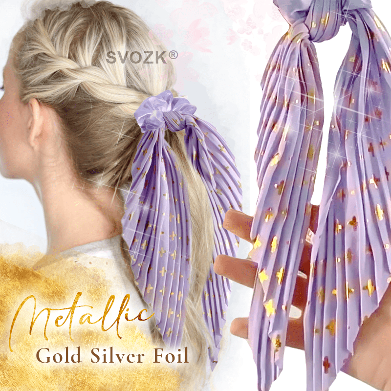 SVOZK® Satin Scrunchies Hair Pleated Scarf
