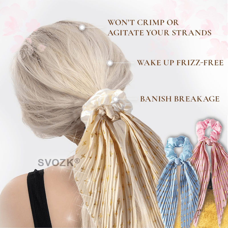 SVOZK® Satin Scrunchies Hair Pleated Scarf