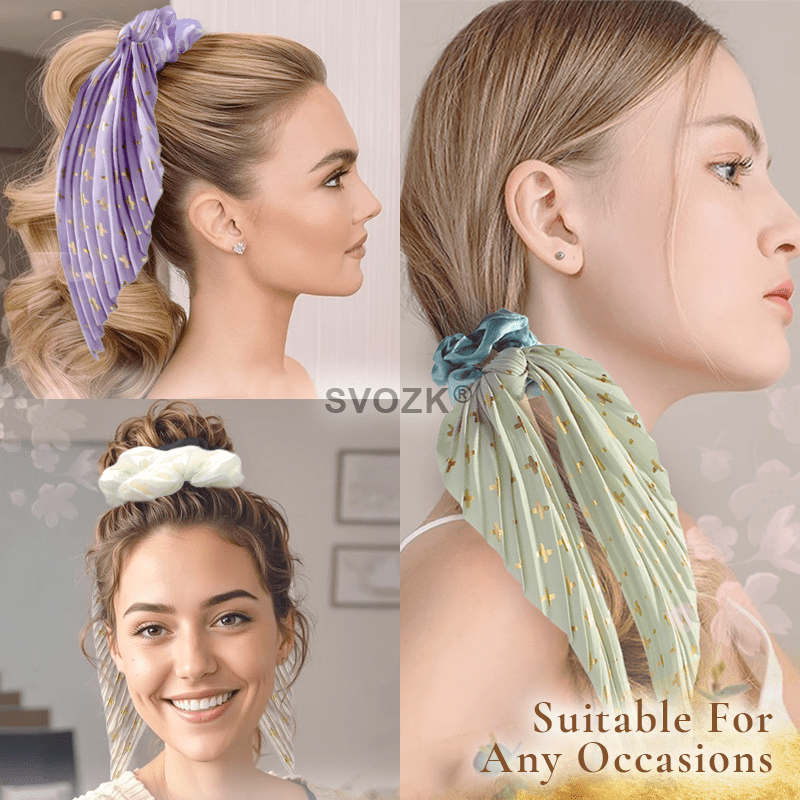 SVOZK® Satin Scrunchies Hair Pleated Scarf